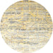 Round Contemporary Golden Blonde Gold Modern Rug, con827