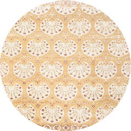 Round Contemporary Peach Beige Modern Rug, con829