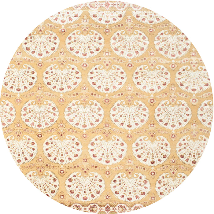 Round Machine Washable Contemporary Peach Beige Rug, wshcon829