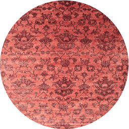 Round Machine Washable Contemporary Red Rug, wshcon834