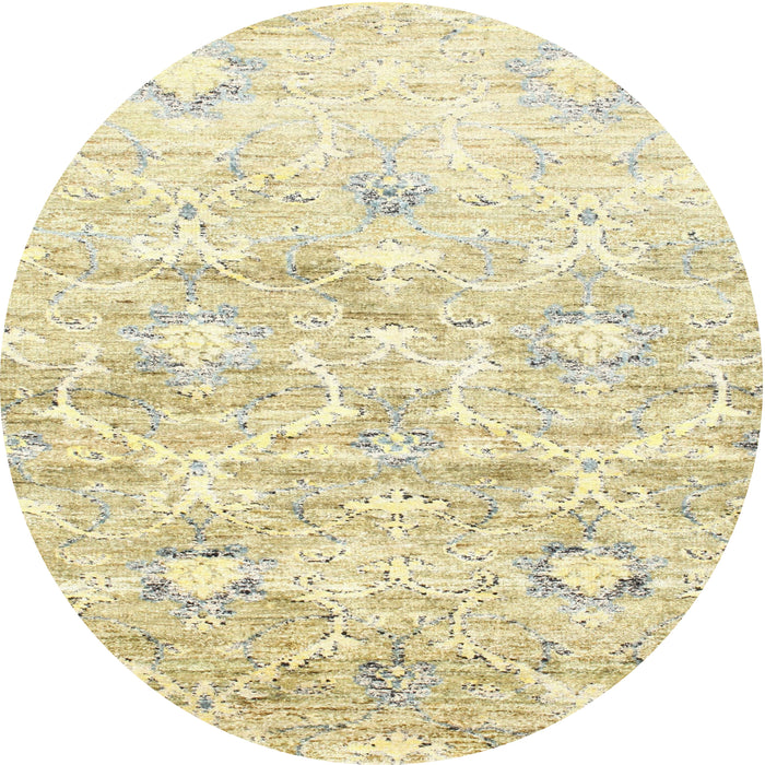 Round Machine Washable Contemporary Khaki Gold Rug, wshcon837