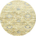 Round Machine Washable Contemporary Khaki Gold Rug, wshcon837