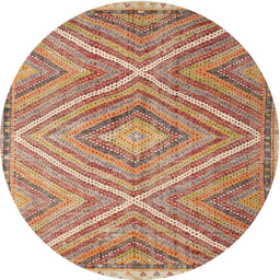 Round Machine Washable Contemporary Chestnut Red Rug, wshcon843