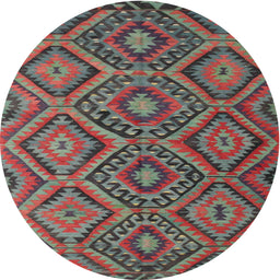 Round Machine Washable Contemporary Brown Red Rug, wshcon844