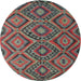 Round Machine Washable Contemporary Brown Red Rug, wshcon844