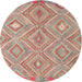 Round Contemporary Light French Beige Brown Southwestern Rug, con846