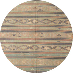 Round Contemporary Dark Almond Brown Modern Rug, con848