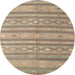 Round Contemporary Dark Almond Brown Modern Rug, con848