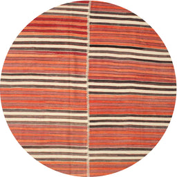 Round Contemporary Tangerine Pink Oriental Rug, con849