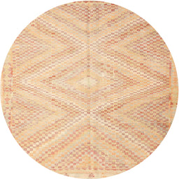 Round Contemporary Brown Gold Southwestern Rug, con853