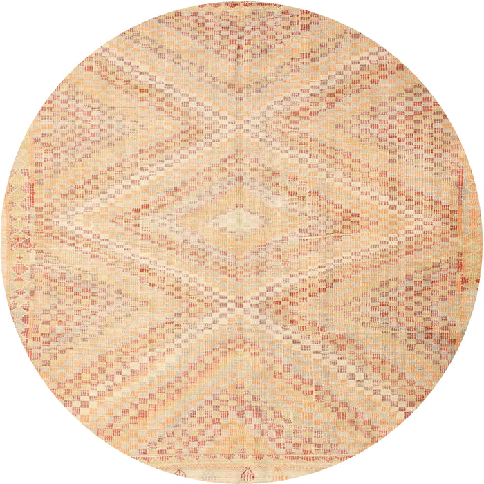Round Contemporary Brown Gold Southwestern Rug, con853