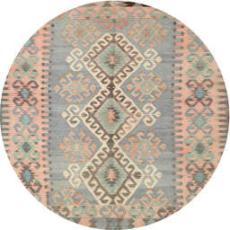 Round Machine Washable Contemporary Tan Brown Rug, wshcon854