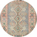 Round Machine Washable Contemporary Tan Brown Rug, wshcon854