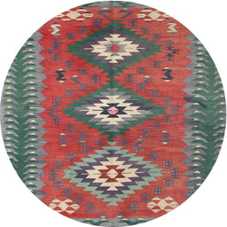 Round Contemporary Sage Green Oriental Rug, con856
