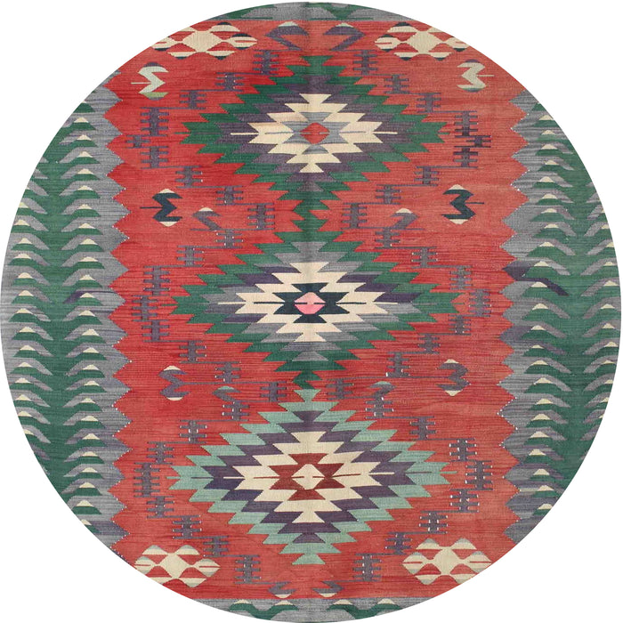 Round Machine Washable Contemporary Sage Green Rug, wshcon856