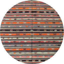 Round Contemporary Camel Brown Southwestern Rug, con858