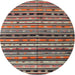 Round Contemporary Camel Brown Southwestern Rug, con858