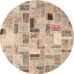 Round Machine Washable Contemporary Brown Rug, wshcon861