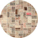 Round Contemporary Brown Patchwork Rug, con861