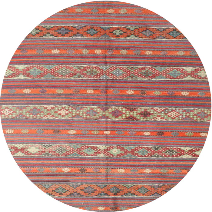 Round Contemporary Red Oriental Rug, con862