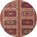 Round Machine Washable Contemporary Dark Almond Brown Rug, wshcon863