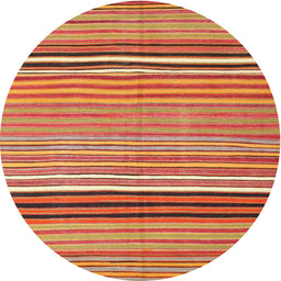 Round Machine Washable Contemporary Red Rug, wshcon864