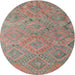 Round Machine Washable Contemporary Rust Pink Rug, wshcon869