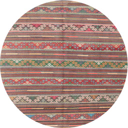 Round Machine Washable Contemporary Cherry Red Rug, wshcon871