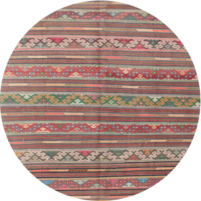 Round Contemporary Cherry Red Southwestern Rug, con871