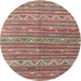 Round Contemporary Cherry Red Southwestern Rug, con871