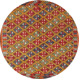 Round Machine Washable Contemporary Tomato Red Rug, wshcon872