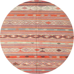 Round Machine Washable Contemporary Orange Rug, wshcon873