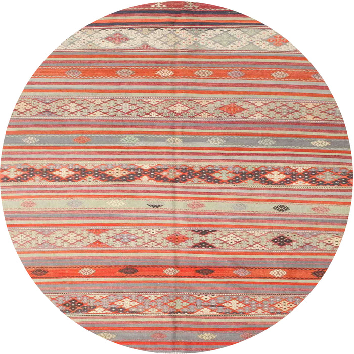 Round Machine Washable Contemporary Orange Rug, wshcon873