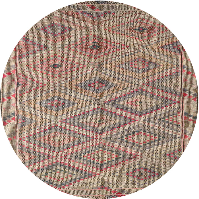 Round Contemporary Chestnut Brown Southwestern Rug, con874