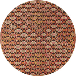 Round Machine Washable Contemporary Saffron Red Rug, wshcon877