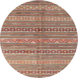 Round Contemporary Camel Brown Modern Rug, con878