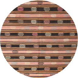 Round Machine Washable Contemporary Bakers Brown Rug, wshcon880