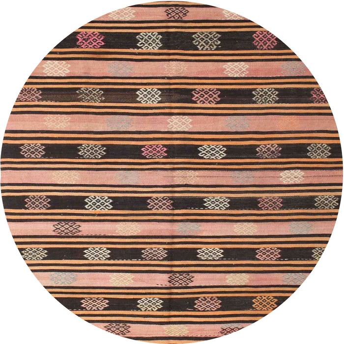 Round Machine Washable Contemporary Bakers Brown Rug, wshcon880