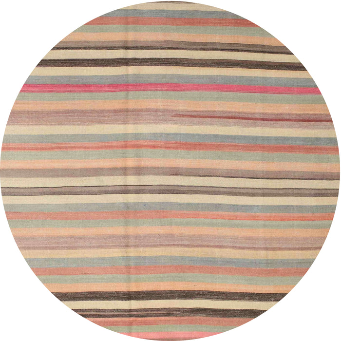 Round Contemporary Copper Red Pink Modern Rug, con881