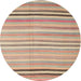 Round Machine Washable Contemporary Copper Red Pink Rug, wshcon881
