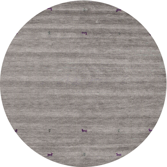 Round Machine Washable Contemporary Granite Gray Rug, wshcon885