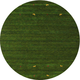 Round Machine Washable Contemporary Shamrock Green Rug, wshcon888