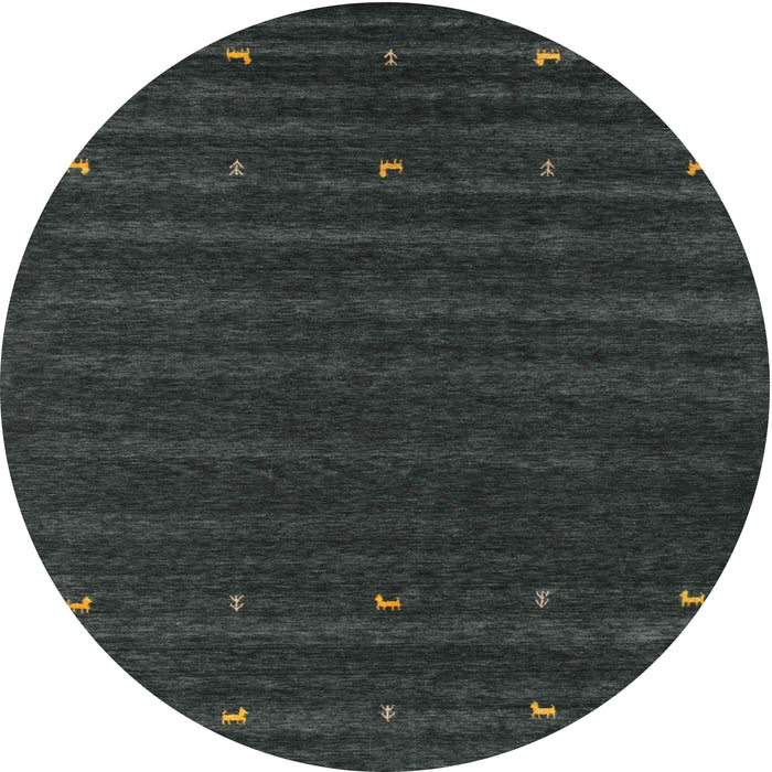 Round Machine Washable Contemporary Light Black Rug, wshcon890