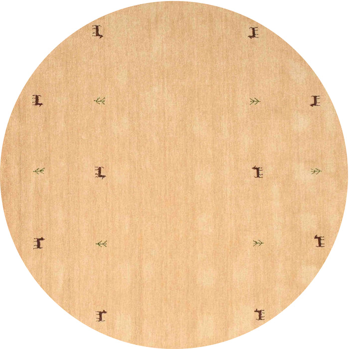 Round Machine Washable Contemporary Chrome Gold Yellow Rug, wshcon891