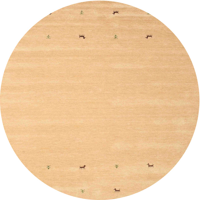 Round Contemporary Chrome Gold Yellow Solid Rug, con893
