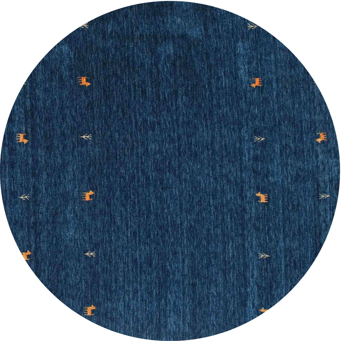 Round Machine Washable Contemporary Blue Rug, wshcon895