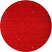 Round Machine Washable Contemporary Sunrise Orange Rug, wshcon896