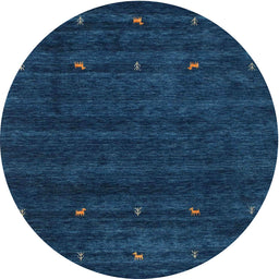 Round Machine Washable Contemporary Blue Rug, wshcon897