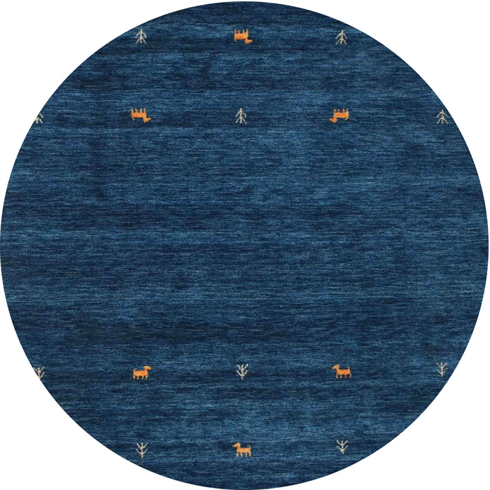 Round Contemporary Blue Modern Rug, con897