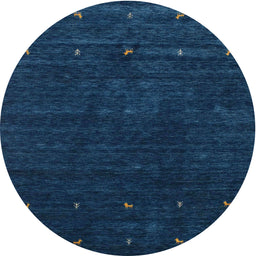 Round Machine Washable Contemporary Blue Rug, wshcon898